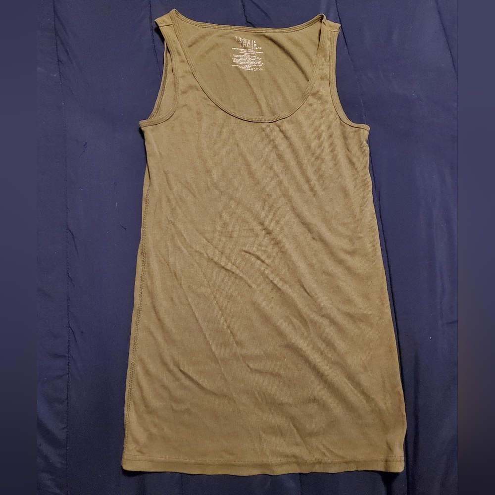 Time and Tru Army Green Ribbed Tank Top - Women's Size Large (12-14)